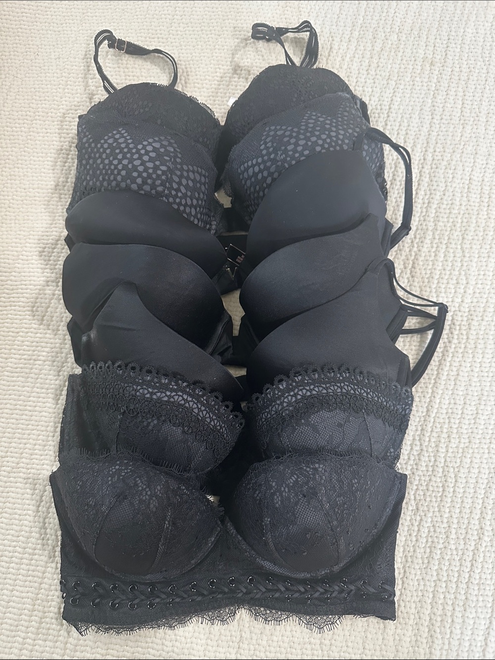 Victoria's Secret Black Lace & Smooth Bras Set